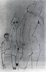 Schiele, Self-portrait w/model